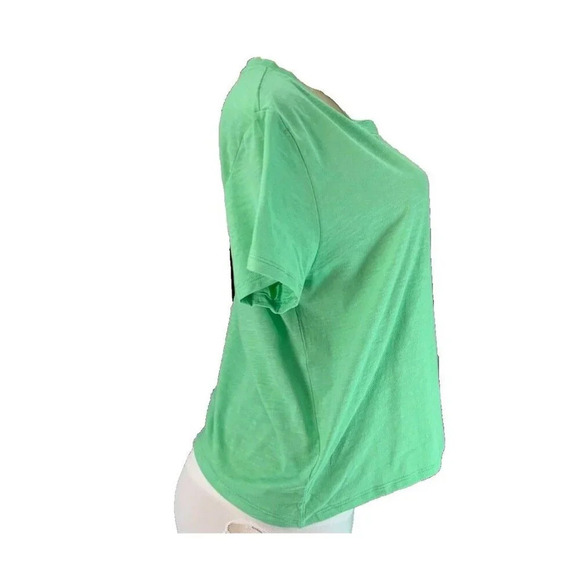 Levi's L Green Crew Neck Yellow Logo Name Graphic Cotton Short Sleeve Crop Tee - Picture 3 of 6